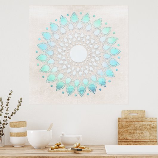 Türkis Blue Lotus Mandala Art Poster (Küche)