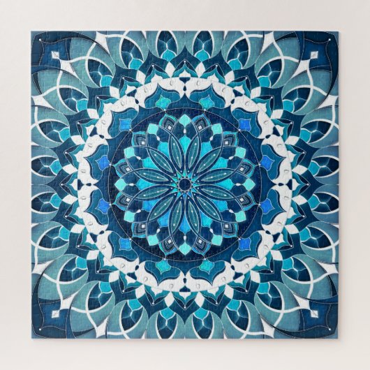 Türkis Blue Mandala Puzzle (Vertikal)