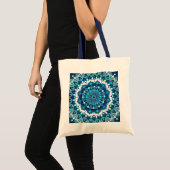Türkis Blue Mandala Tragetasche (Vorderseite (Produkt))