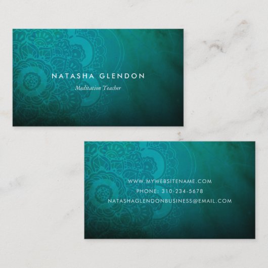 Türkis Blue Mandala Zen Business Card Visitenkarte (Vorne/Hinten)