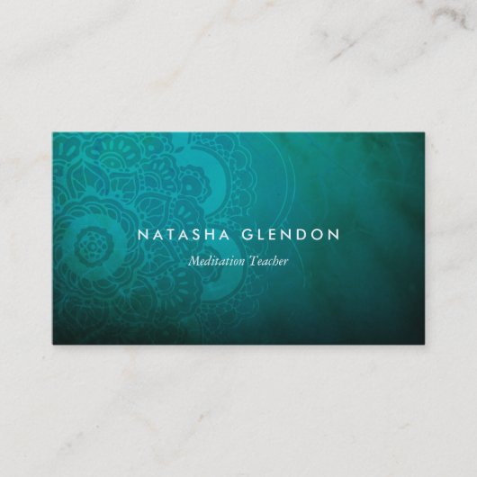 Türkis Blue Mandala Zen Business Card Visitenkarte (Vorderseite)