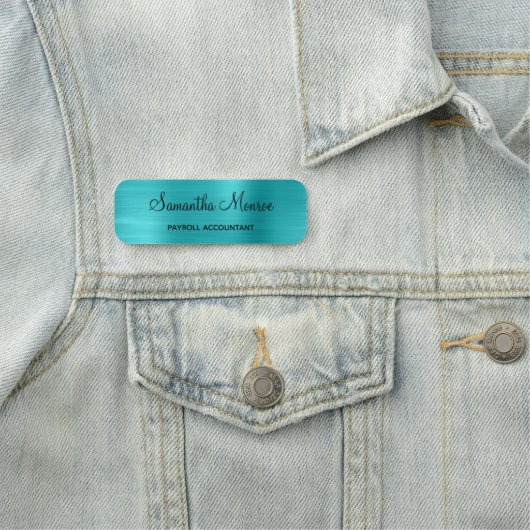 Türkis Blue Metallic Namensschild (Beispiel)