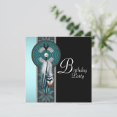 Türkis Blue Native American Birthday Party Einladung (Stehend Vorderseite)