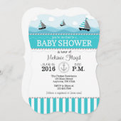 Türkis Blue Nautical Baby Dusche Einladung (Vorne/Hinten)