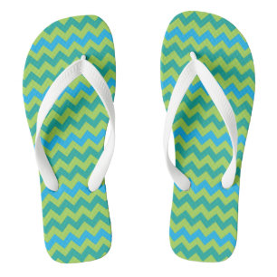 Türkis Blue Neon Green Emerald Chevrons Badesandalen