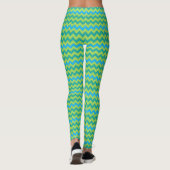 Türkis Blue Neon Green Emerald Chevrons Leggings (Rückseite)