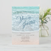 Türkis Blue Ocean Sandstrand Geburtstag Einladung (Stehend Vorderseite)