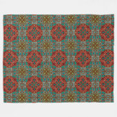 Türkis Blue Orange Red Green Bohemisch Bali Art Fleecedecke (Vorderseite (Horizontal))