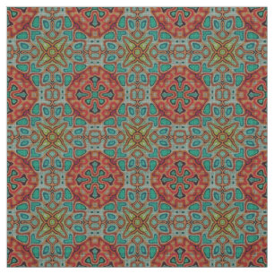 Türkis Blue Orange Red Green Orient Bali Art Stoff