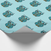 Türkis Blue Owls Geschenkpapier (Ecke)