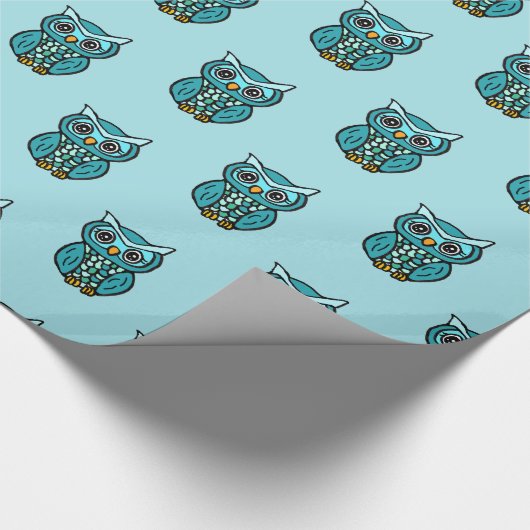 Türkis Blue Owls Geschenkpapier (Ecke)