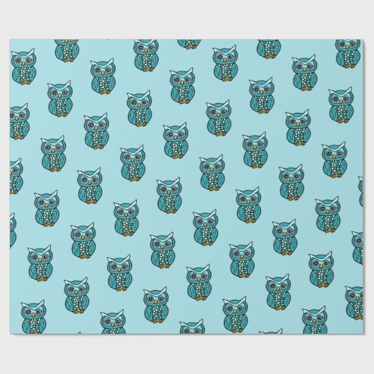 Türkis Blue Owls Geschenkpapier (Flach)