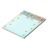 Türkis Blue Patchwork Quilt Block Art Notizblock (Rotiert)