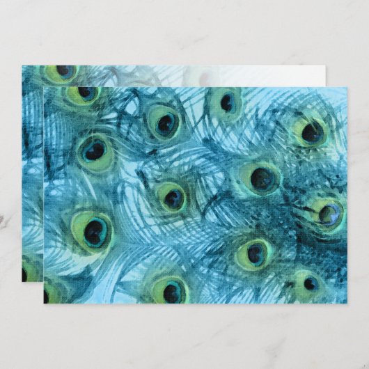 Türkis Blue Peacock Wedding Einladung (Vorne/Hinten)