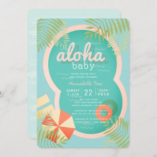 Türkis Blue Pool Aloha Baby Dusche Einladung