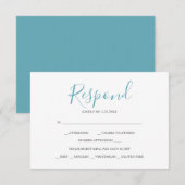 Türkis Blue Reply RSVP Cards Karte (Vorne/Hinten)