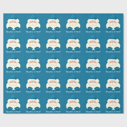 Türkis Blue Santa Naughty oder Nice Holiday Geschenkpapier (Flach)