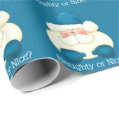 Türkis Blue Santa Naughty oder Nice Holiday Geschenkpapier (Rolleneckpunkt)