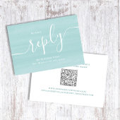 Türkis Blue Script Wedding RSVP Karte