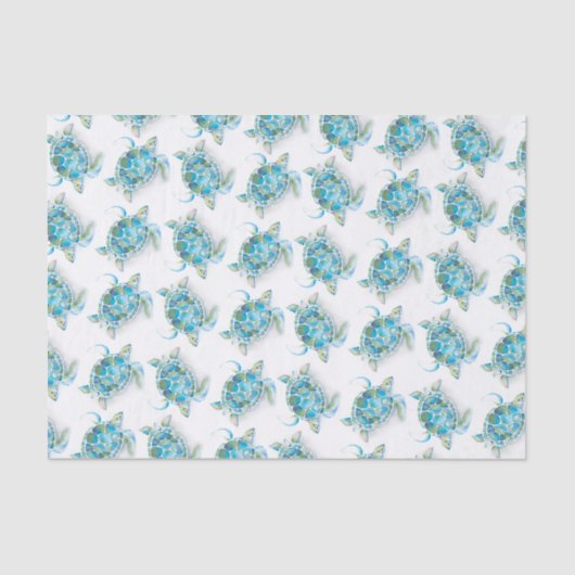 Türkis Blue Sea Turtle Beachy Seidenpapier (Vorderseite)
