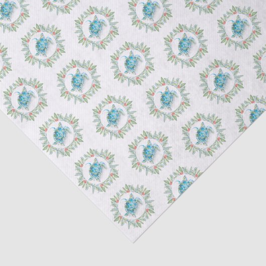 Türkis Blue Sea Turtle Beachy Weihnachten Seidenpapier (Ausschnitt)