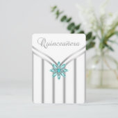 Türkis Blue Silver Quinceanera Einladungen (Stehend Vorderseite)
