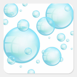 Türkis Blue Soapy Shampoo Air Bubbles Quadratischer Aufkleber