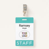 Türkis Blue Staff ID Abzeichen Clip Reel oder Lany Ausweis (Vorderseite mit Klammer)