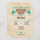 Türkis Blue Vintag Cowboy Einladung (Vorne/Hinten)