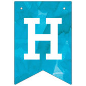 Türkis Blue Watercolor Happy Birthday Wimpelkette (Zweite Fahne)