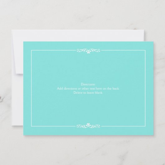 Türkis Blue Wedding Probe Dinner Einladung (Rückseite)
