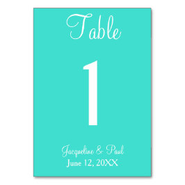 Türkis Blue Wedding Table No. Cards Tischnummer