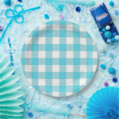 Türkis Blue & White Gingham Summer Picnic Pappteller (Party)