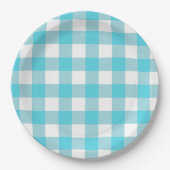 Türkis Blue & White Gingham Summer Picnic Pappteller (Vorderseite)