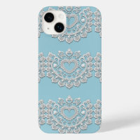 Türkis Blue White Lace Heart Wedding Bridal