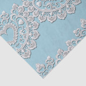 Türkis Blue White Lace Heart Wedding Bridal Seidenpapier (Ausschnitt)