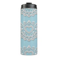 Türkis Blue White Lace Heart Wedding Bridal