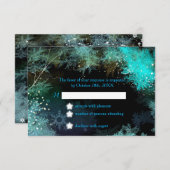 Türkis Blue Winter Forest Wedding RSVP Card (Vorne/Hinten)