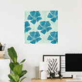 Türkis-Blumen-Druck Poster (Heimbüro)