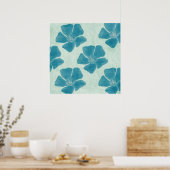 Türkis-Blumen-Druck Poster (Küche)