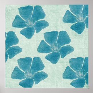 Türkis-Blumen-Druck Poster