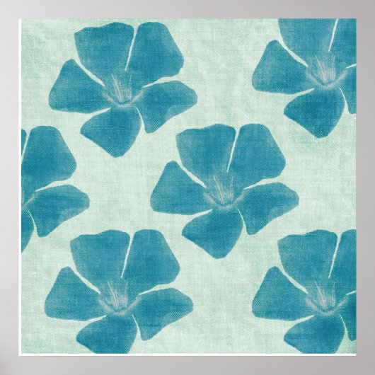 Türkis-Blumen-Druck Poster (Vorne)