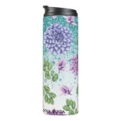 *~* Türkis Blumensukkulter Glitzer Girly  Thermosbecher (Nach rechts gedreht)