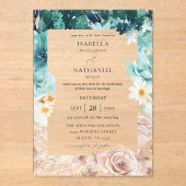 Türkis & Blush Pink Blues Hochzeit 2 Acryleinladungen (Vorderseite)