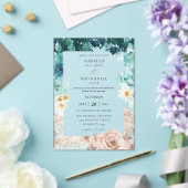 Türkis & Blush Pink Blues Hochzeit 2 Acryleinladungen (In Situ (Hochzeit))