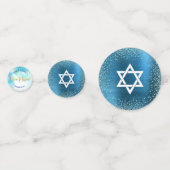 Türkis B'nai Mitzvah Gold Script Wasserfarbe Konfetti (Rückseiten)