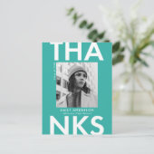 Türkis | Bold Foto Abschluss Vielen Dank Postkarte (Stehend Vorderseite)