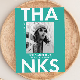 Türkis | Bold Foto Abschluss Vielen Dank Postkarte