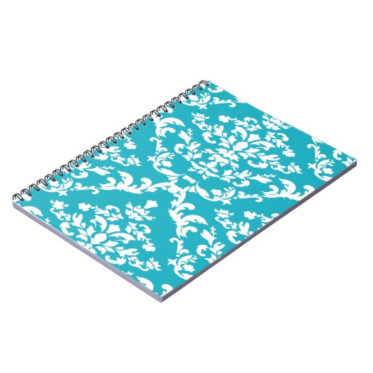 Türkis Bold Mod Damask Notizblock (Linke Seite)
