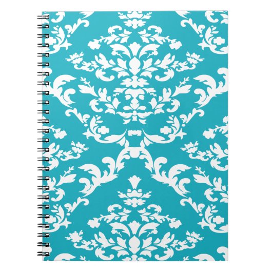 Türkis Bold Mod Damask Notizblock (Vorderseite)